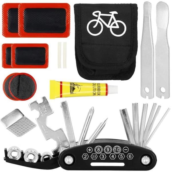 Cykelreparationssats - SPRINGOS® - 14 i 1 - Multifunktionella verktyg - Praktisk förvaringsväska - Vit