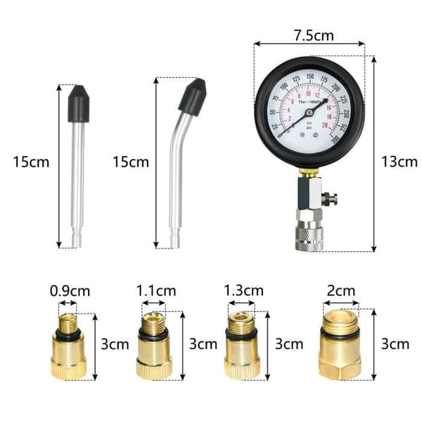 XMTECH Car Compression Tester - 0-20 bar Compression Tester, för fordon Lastbilar Bilar