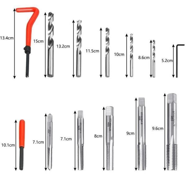 XMTECH 131 delar Gängreparationssats Borrhylsor Typ, Helicoil Tools M5 M6 M8 M10 M12, Gängmotorhylsa voi