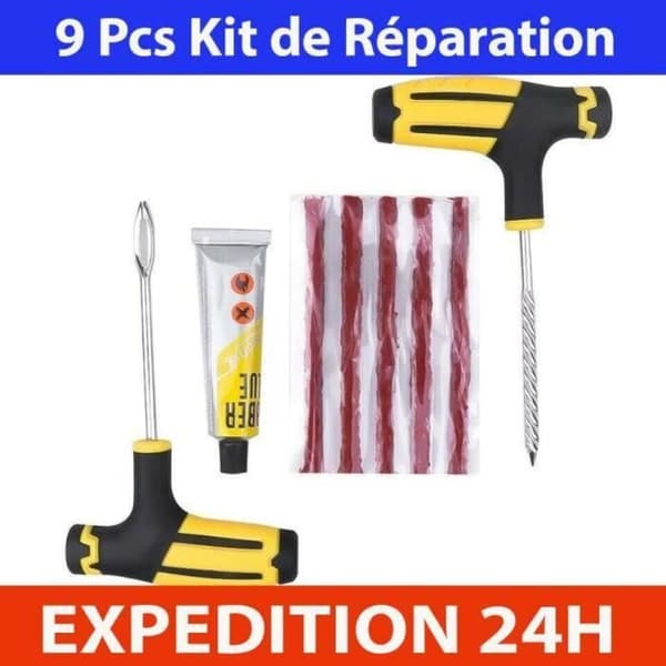 Tubeless däckreparationssats - ZEEKSON - 9 st - Kompatibel med bil och motorcykel - Innehåller 5 nya bitar