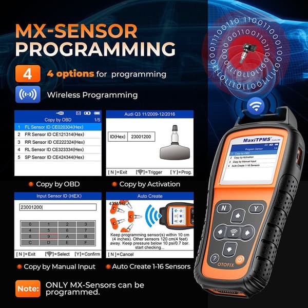 TPMS-værktøj, programmering af dæktrykssensor, aktivering af sensor, TPMS-værktøj