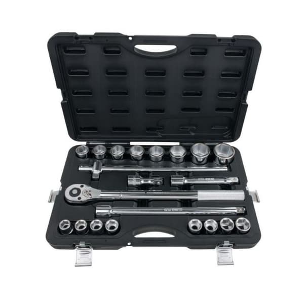 Hylslåda - KS TOOLS - 21 delar - 6 punkter - polerad kromfinish