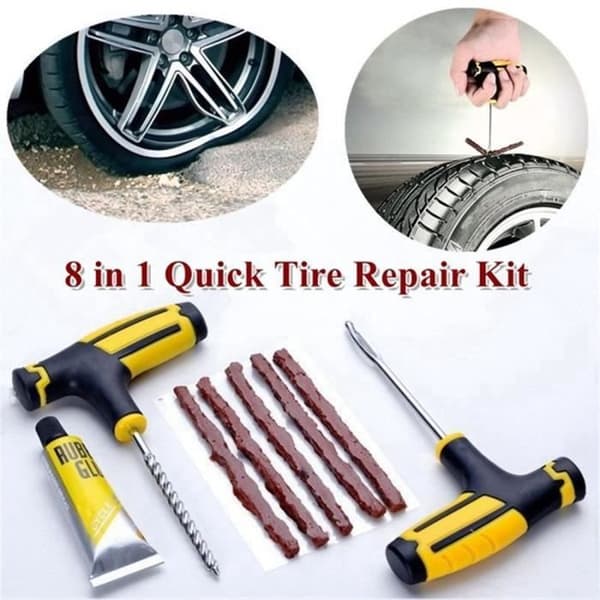 1000 bil-/motorcykeldäckreparationssatser Slanglösa pluggar reparationstillbehör + 10 gummicementbitar
