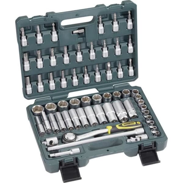 Skiftnyckel + hylsa set 61 delar Brüder Mannesmann 2045-SL metrisk 3-8" (10 mm)