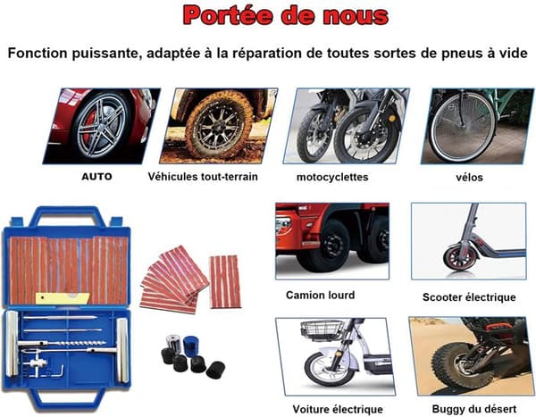 53PCS däckreparationssats, portabla bildäcksreparationssats, bildäcksreparationssats, bilpunkteringssats, reparationssats