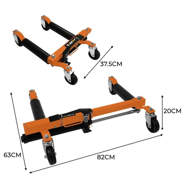 Køretøjspositioneringsskøjter Par Hydraulisk Hjul Bil Dolly Sæt Af 2 Kraftig Løfte Donkraft Transportvogn Fodpedal 12" løfteområde Dæk Op Til 10" Bred