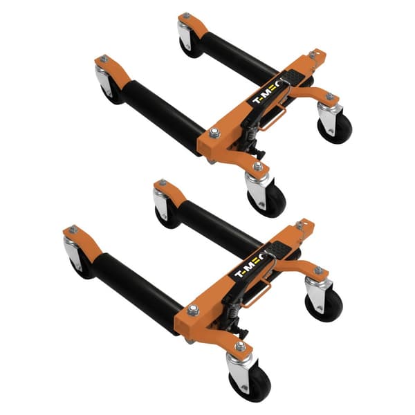 Køretøjspositioneringsskøjter Par Hydraulisk Hjul Bil Dolly Sæt Af 2 Kraftig Løfte Donkraft Transportvogn Fodpedal 12" løfteområde Dæk Op Til 10" Bred