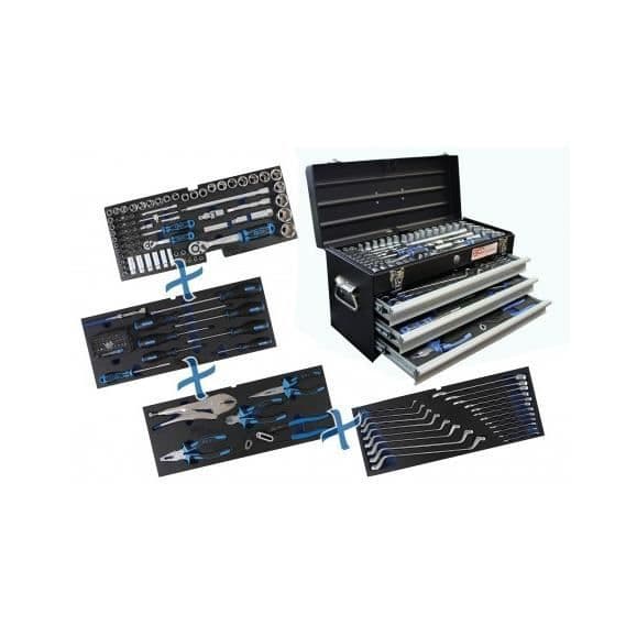 BGS TECHNIC Verktygslåda i metall 3 lådor med 143 verktyg 3318
