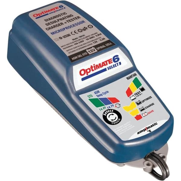 Tecmate Optimate 6 ampmatic motorcykel batteriladdare - silver - TU