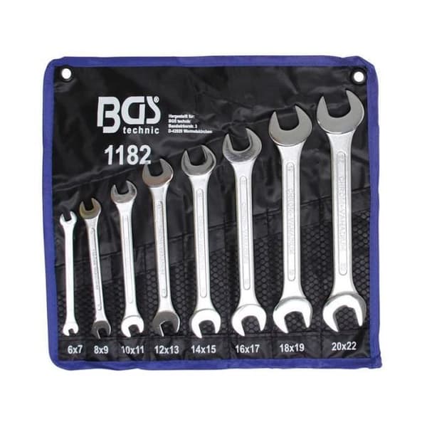 Set med platta skiftnycklar 6x7 - 20x22 mm 8 st
