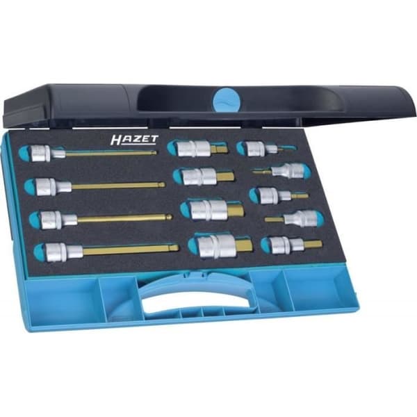 9-delat 1/2" hylsnyckelset 5-19mm i6kt. Hazet