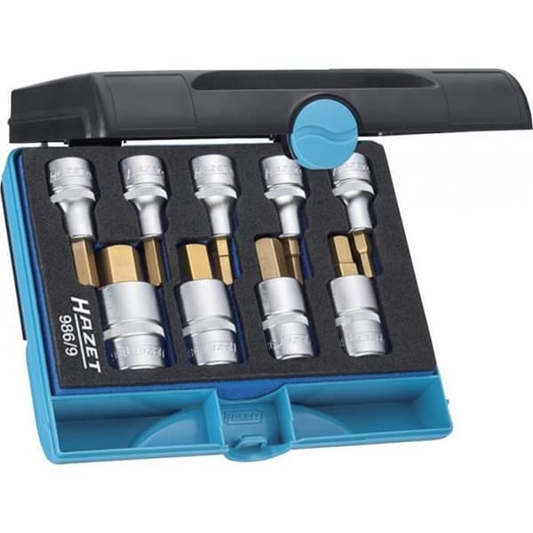 9-delat 1/2" hylsnyckelset 5-19mm i6kt. Hazet