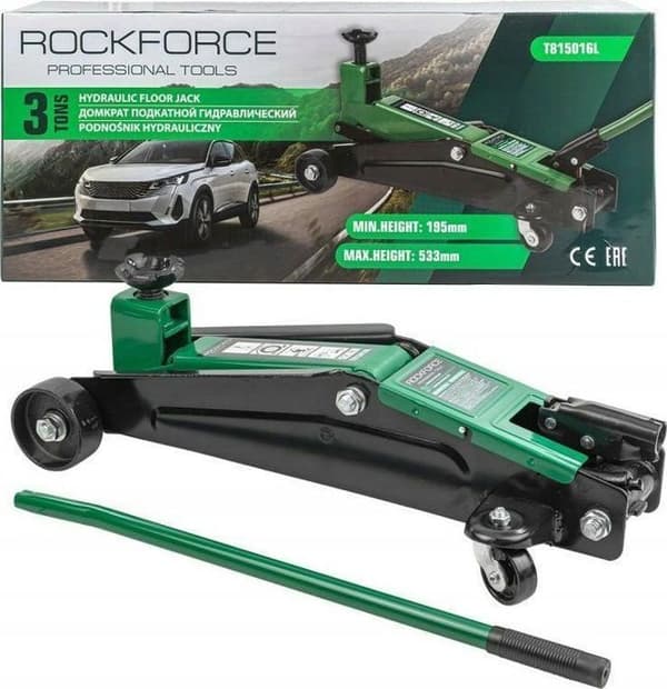 Cric Rockforce - RF-T815016L - Hydraulisk bänkdjack 3t (h min 195mm, h max 533mm)