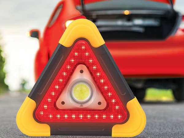 3-i-1 varseltrekant-kraftig lommelykt og strømbank
