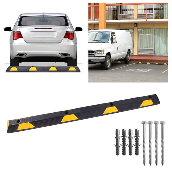LZQ Hjulstoppare, Parkeringsbegränsare, Däckslagsskydd för garage, Gummiparkeringsstopp 72 tum