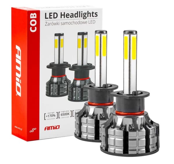 Led H1 2stk, 4 SMD COB led, 12/24V,