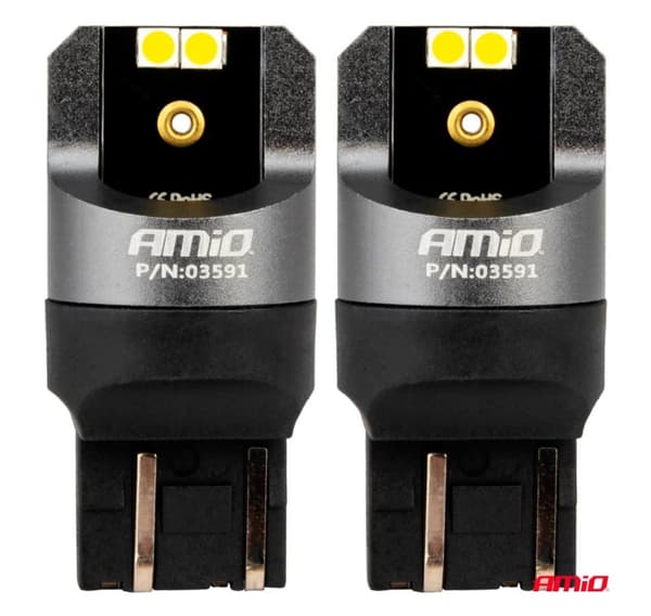 Led pære 2 stk canbus W21/5W 4X3030SMD hvit 12/24V