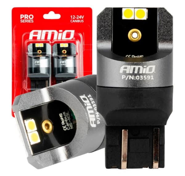 Led pære 2 stk canbus W21/5W 4X3030SMD hvit 12/24V