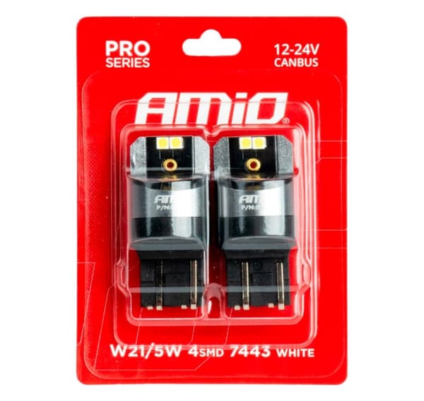 Led pære 2 stk canbus W21/5W 4X3030SMD hvit 12/24V
