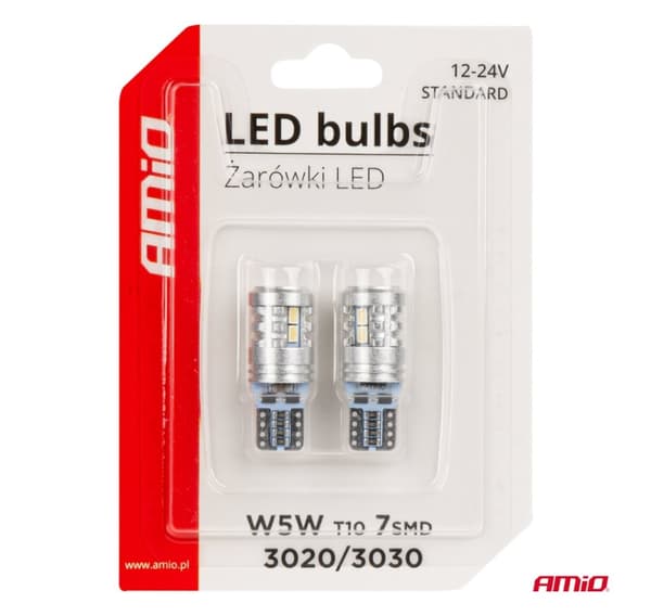 LED canbus T10 W5W 6*3020 1*3030SMD valkoinen 12/24V