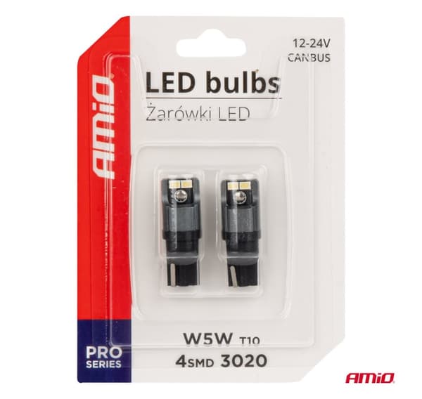 LED-pærer canbus 2016 3020 4SMD W5W W10W 12/24V