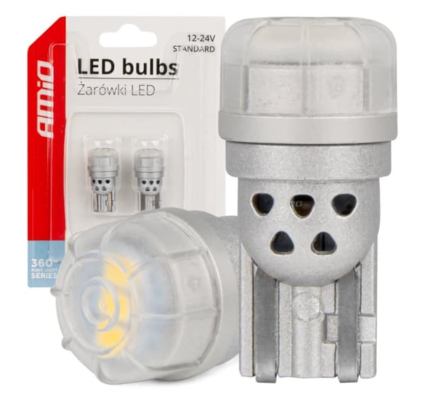 LED-pærer T10 W5W 2*3020 SMD 12/24V hvit