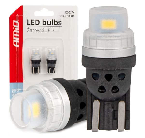 LED-pærer T10 W5W 2*3020 SMD 12/24V hvit