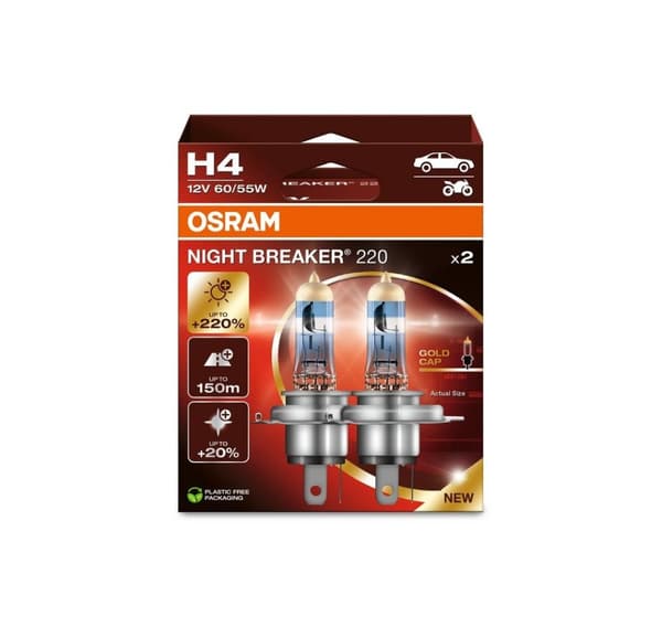 H4 12V 60/55W Natafbryder 220 2stk
