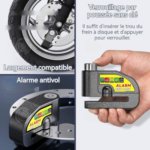 INN Blockeringsskiva 110DB IPX6 vattentålig aluminiumlegering med mini U-lås för motorcykel, godkänd SRA.