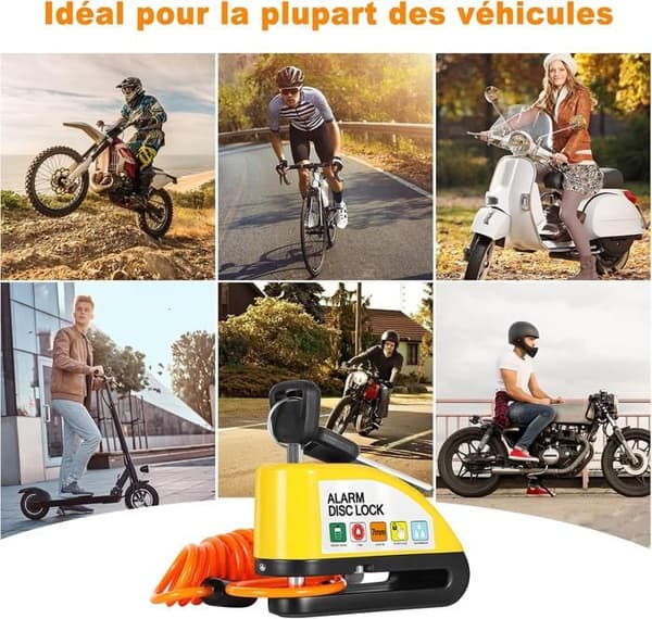 Block Disque Motor Alarm 110db Motorcykel - motorlarm - Högsäkerhetsdiskblock med 1.5m Påminnelsekabel