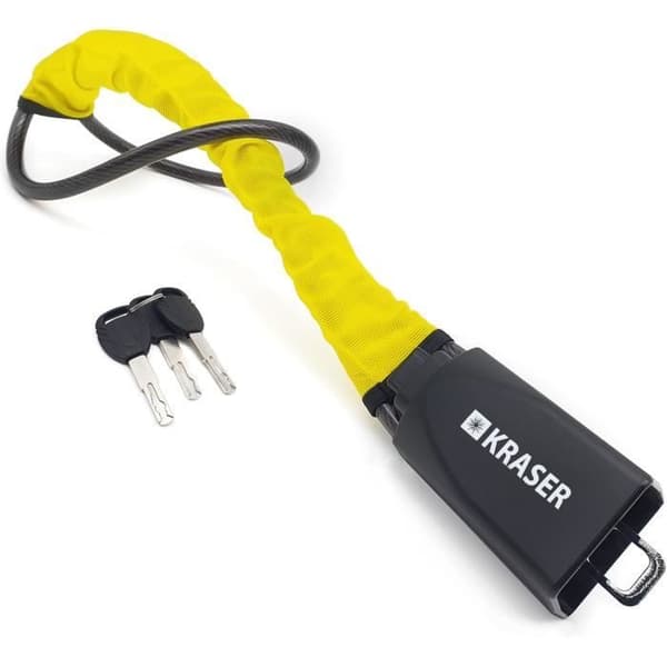 KRASER KR882Y Lås för Bilratt Bälte, Flexibel Stål Kabel, Mer Synlig, Lås med Borrskydd, Bilblockering, C
