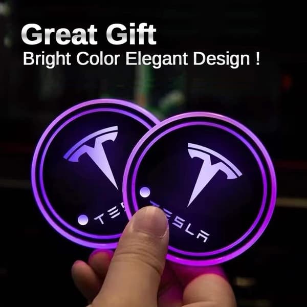 2X Tesla logo Blybunnplate for kruseholdere
