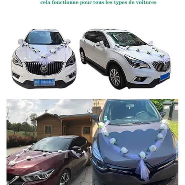 Bil dekoration huvud blomma bröllop bröllop bil layout kreativ simulering välkommen blomma team vit rosa ma