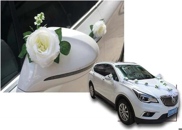 11 Blommor Simulering Vit Ros 2 STK 1,6 m Gasväv Bröllopsbil Dekoration Bröllop Bankett Dekoration