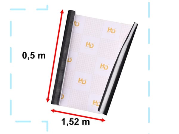 Carbon 5D rullefolie, sort, 1,52x18m