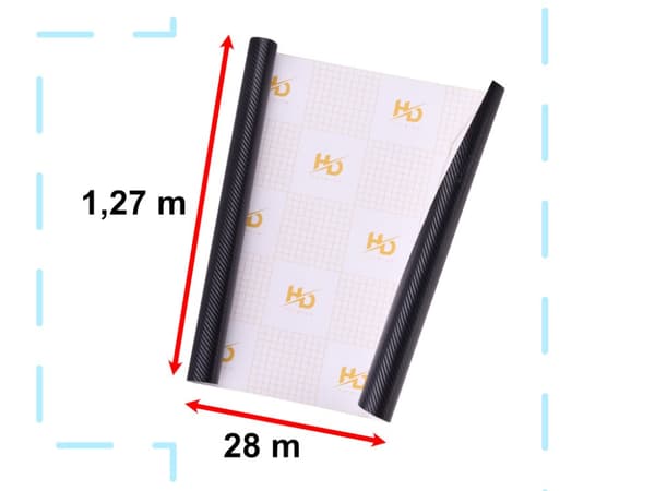 3D kolfolierulle, svart, 1,27x28 m