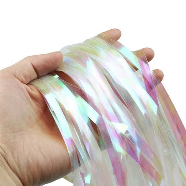 TRIXES Iridescent fransgardin - Festdekoration - Bröllop - Temakombination sjöjungfru och enhörning - 2 meter