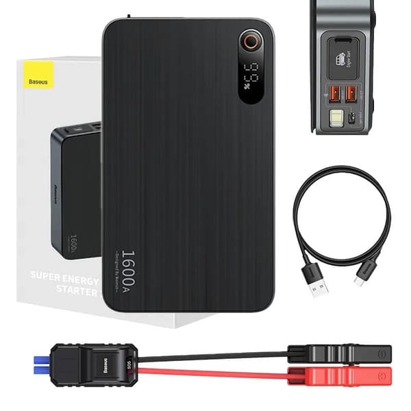 STARTER auto Baseus Super Energy Pro, pentru pornire / incarcare auto 16000mAh 5V/6A, 1600A, USB Type-C, negru "CGNL070001" (timbru verde 0.8 lei) - 6