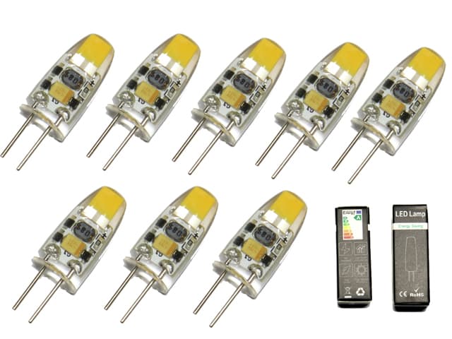 G4 1w dimbar 12v DC + AC Led lampa 3000K varmvit G-4 8-pack