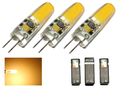 G4 2w dimbar 12v DC + AC Led lampa 3000K varmvit G-4 3-pack