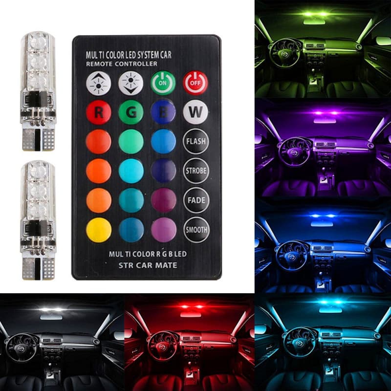 LED Positionsljus T10 - W5W RGB med Fjärrkontroll