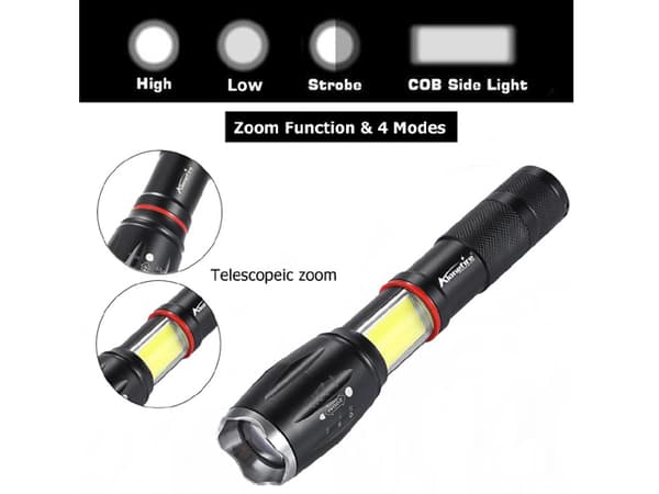 Led ficklampa 1x XM-L T6 led 1000 Lumen Zoom