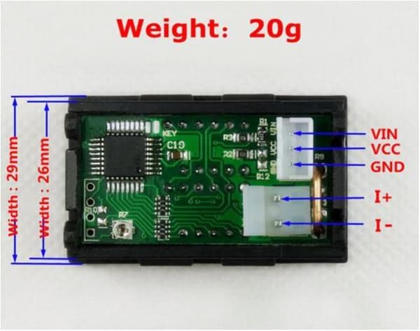 Voltmätare + Amperemätare 0-33V + 0-10A DC Digital lcd display