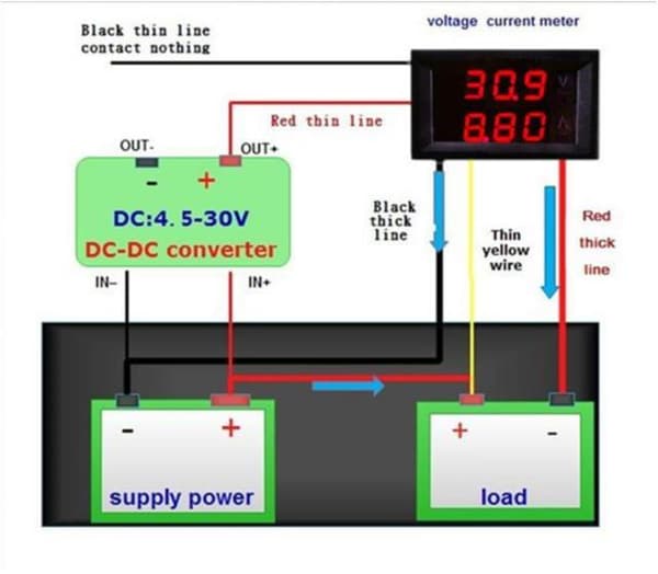 Voltmätare + Amperemätare 0-33V + 0-10A DC Digital lcd display
