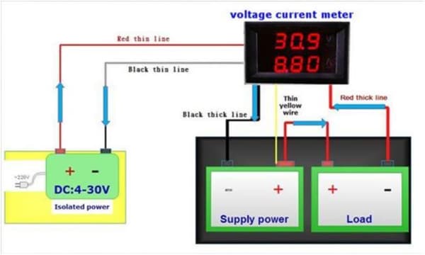Voltmätare + Amperemätare 0-33V + 0-10A DC Digital lcd display