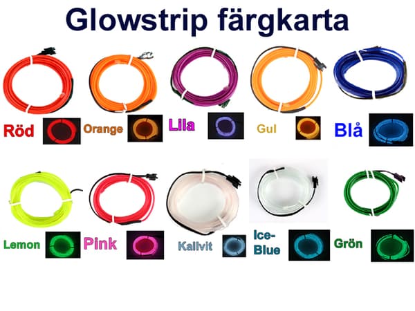 Glowstrip 300cm med glödande effekt styling som neon / EL-wire