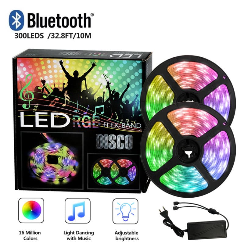 RGB Paket 10M 5050 SMD 300 LED slinga APP styrd