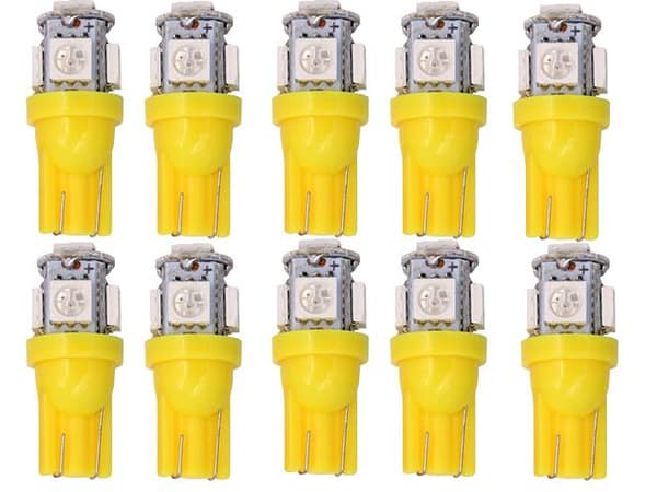 T10 w5w Led med 5st 5050SMD Gul-Orange chip 12v DC  10-pack