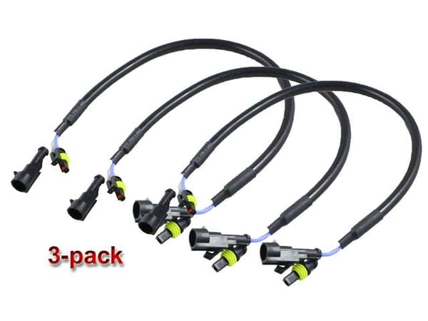 Xenon förlängningskablar 50cm AMP kontakter med gnidskydd 3-pack