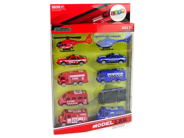Set of 10 Resorcery Rescue Vehicles Police, Fire Brigade
